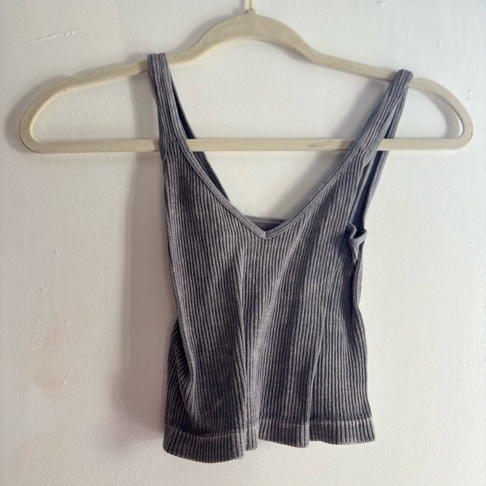 Gray Ribbed Women's Tank Top